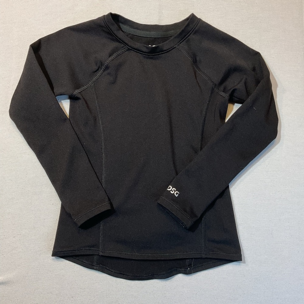 DSG Youth Girls Long Sleeve Solid Black Fitted Shirt Size 4-5